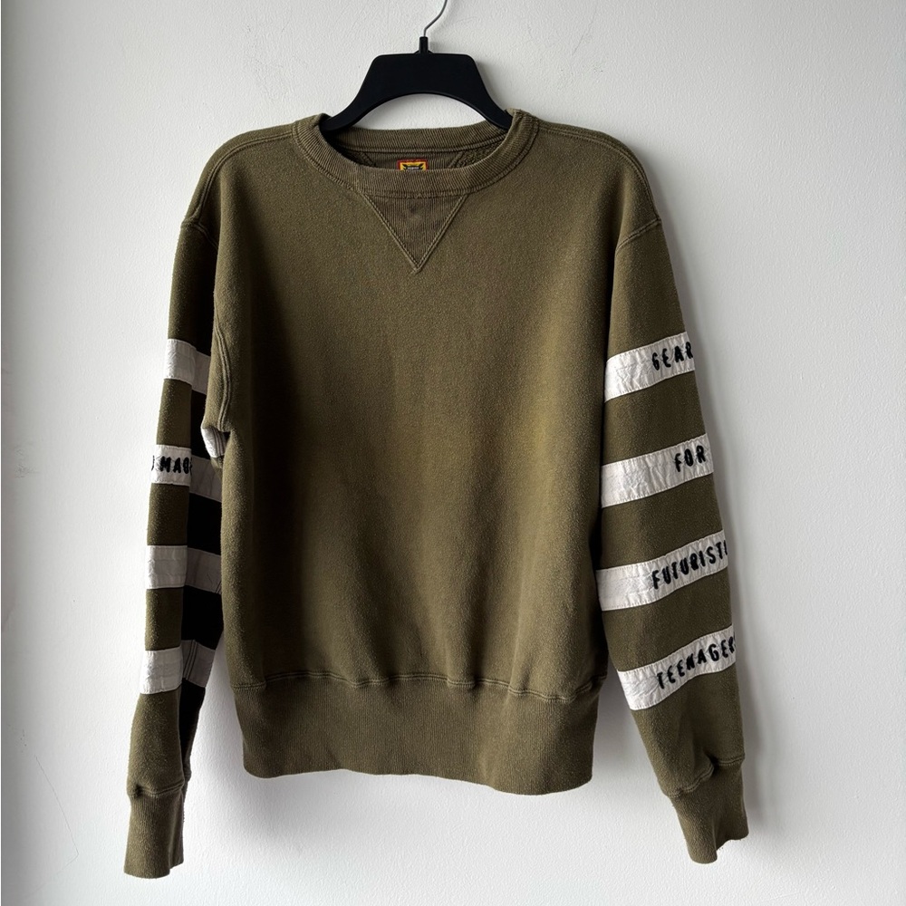 Human Made Sweatshirt Green Gears For Futuristic Teenagers Cotton Pullover Men S